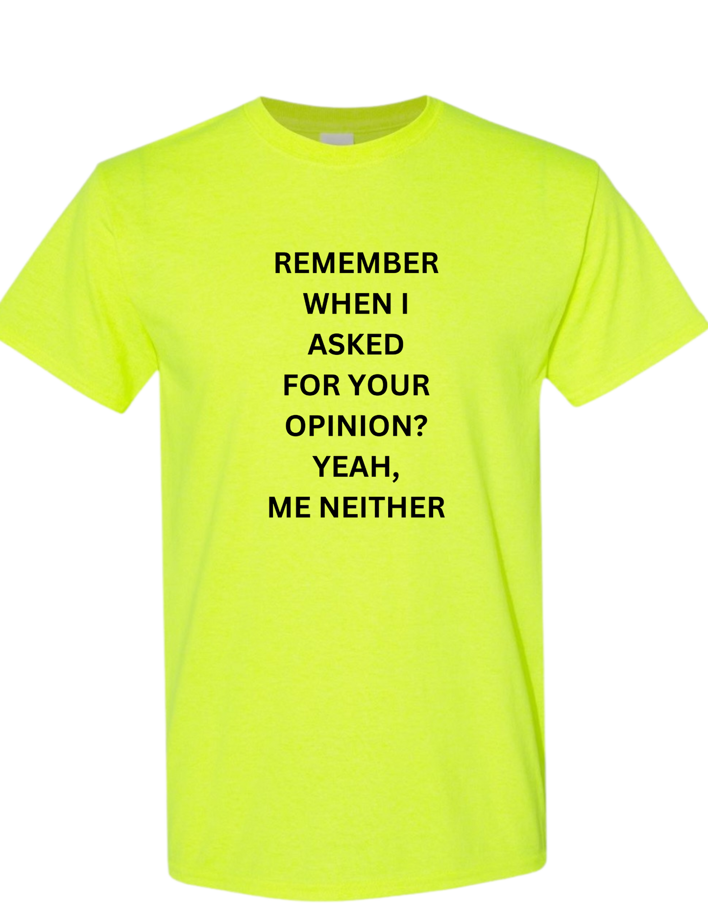 "REMEMBER WHEN I ASKED FOR YOUR OPINION? YEAH, ME NEITHER" T-Shirt