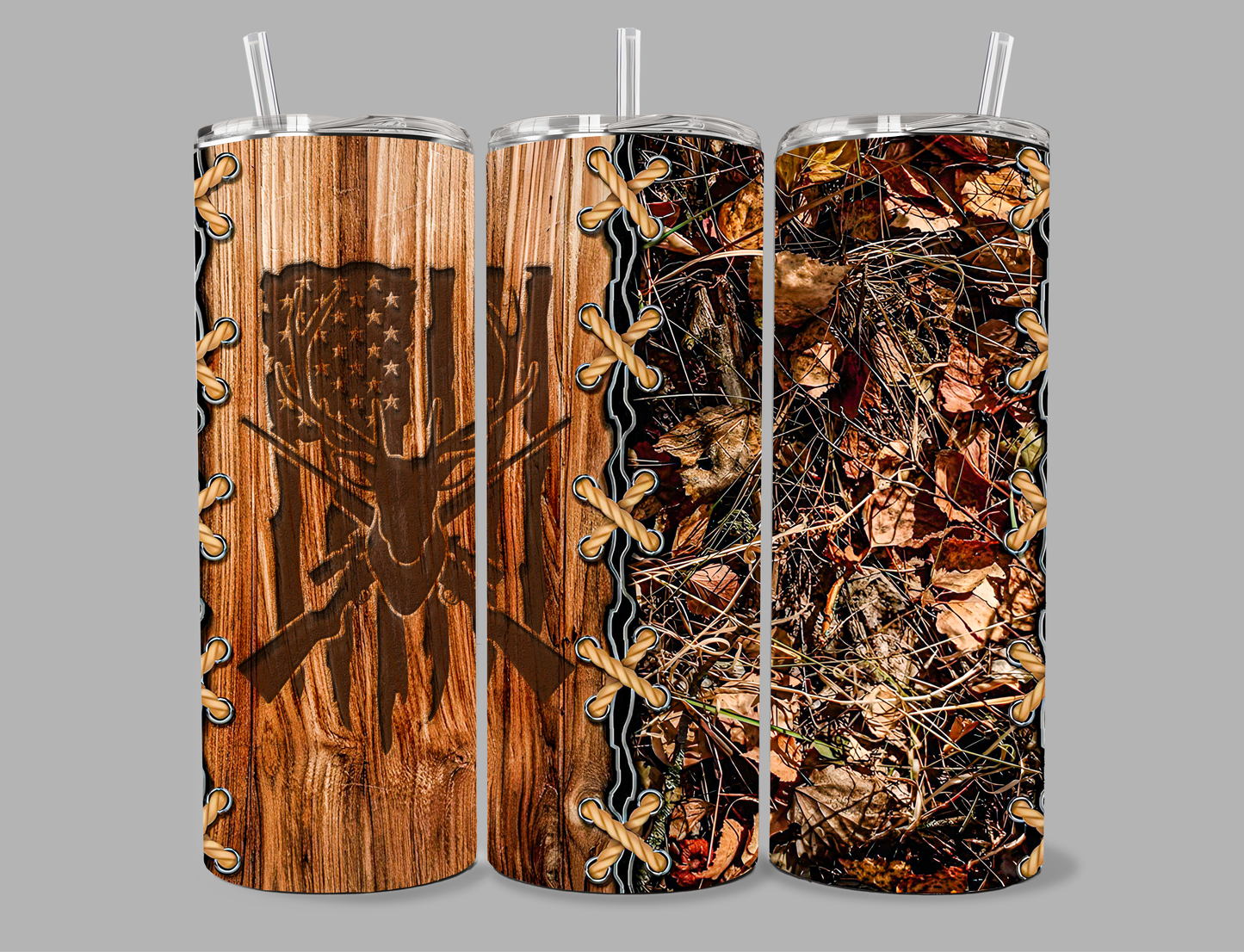 "Wood and Camo hunting" 20 oz Tumbler
