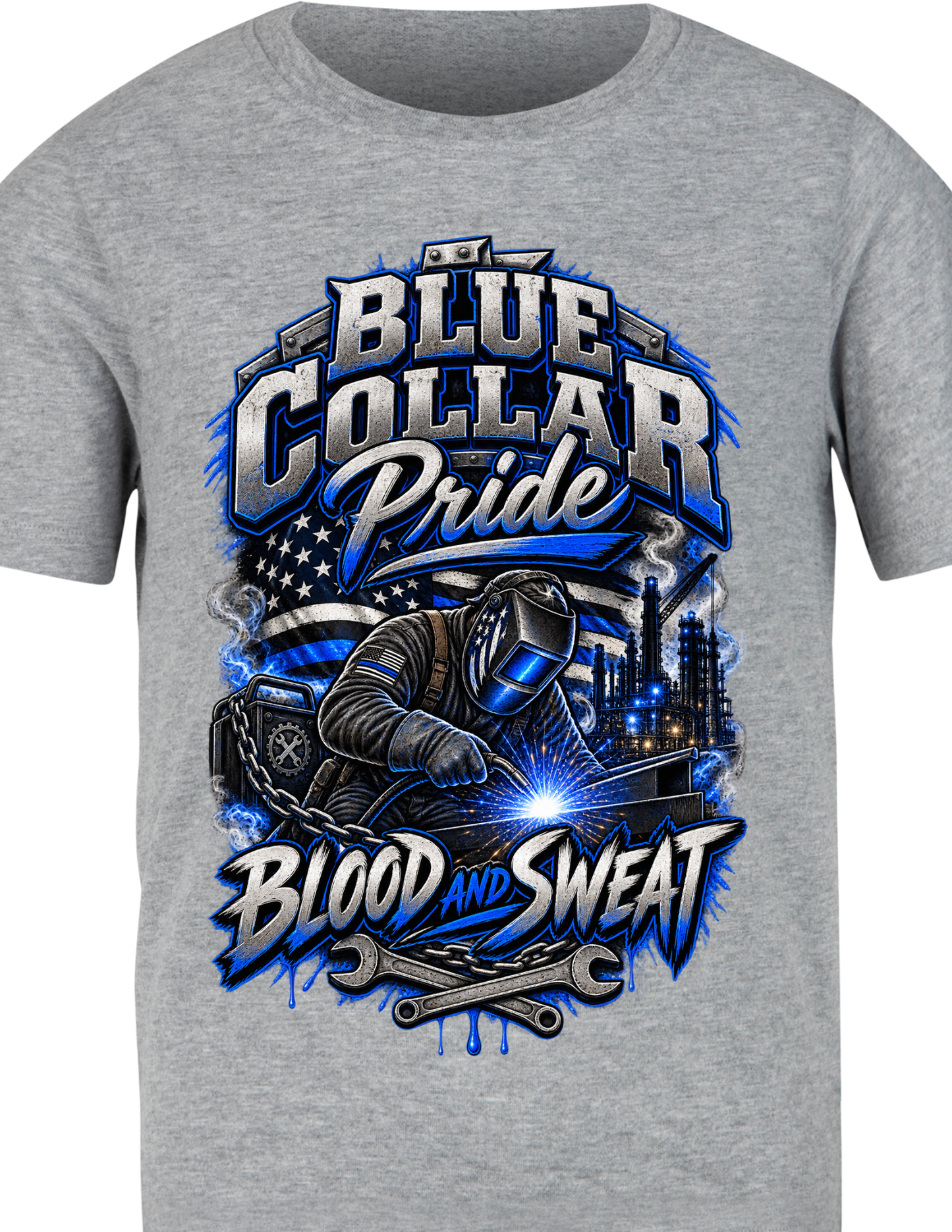 "Blue Collar Pride Blood and Sweat" T-Shirt