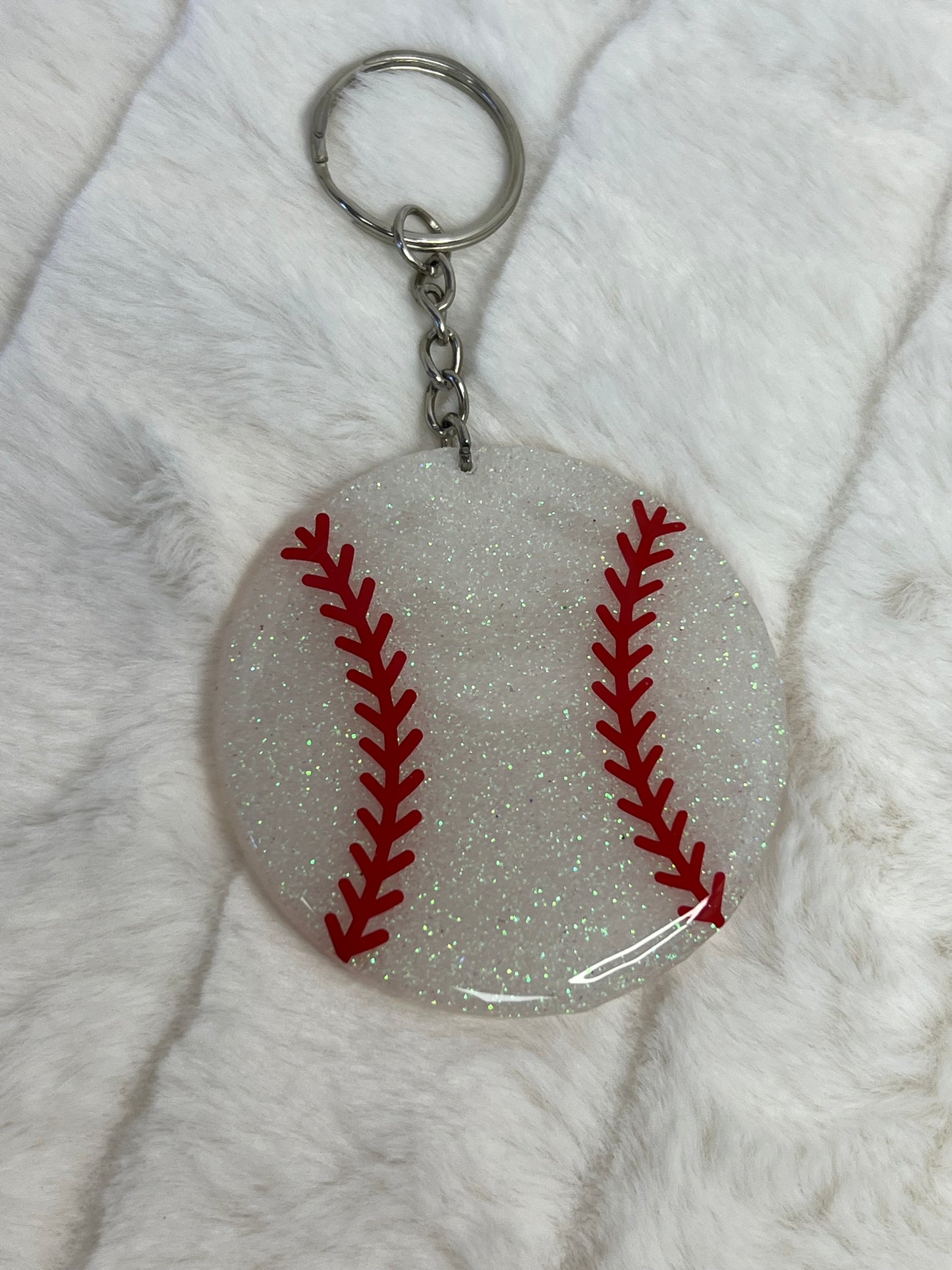 "Glittered Baseball" Keychain