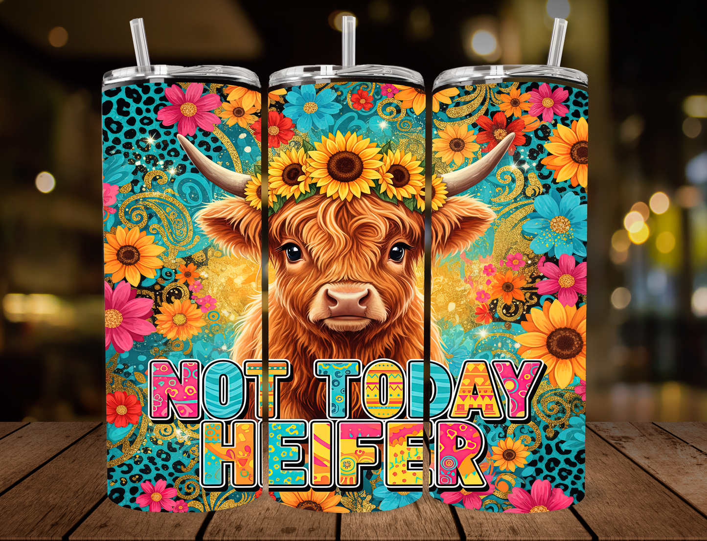 "Not Today Heifer" 20 oz Straight tumbler