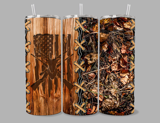 "Wood and Camo hunting" 20 oz Tumbler