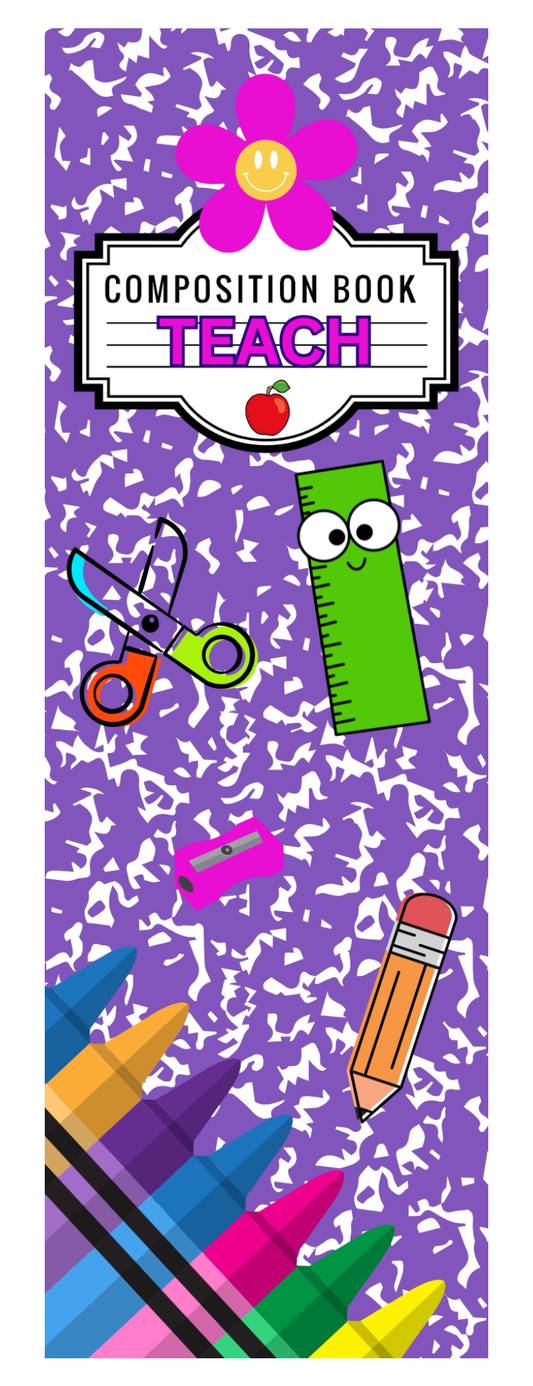 "Purple Teach Composition themed" Bookmark