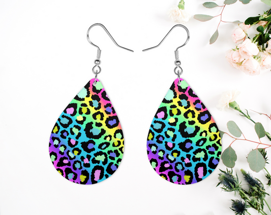 "Rainbow Cheetah Leopard" Earrings