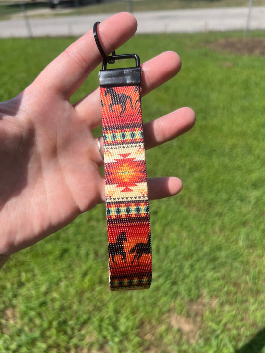 Horse pattern key fob wristlet