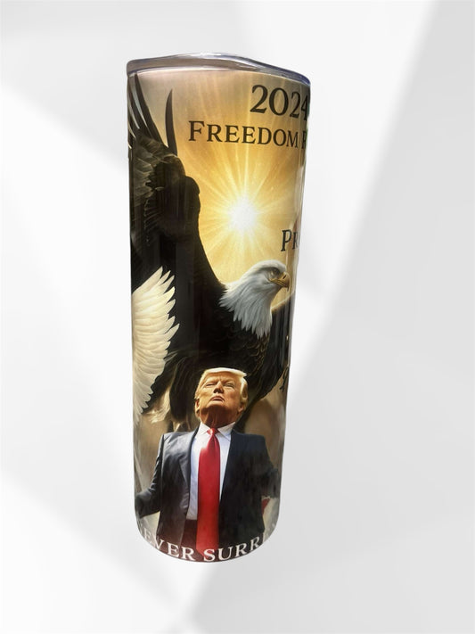 trump 2024 themed tumbler