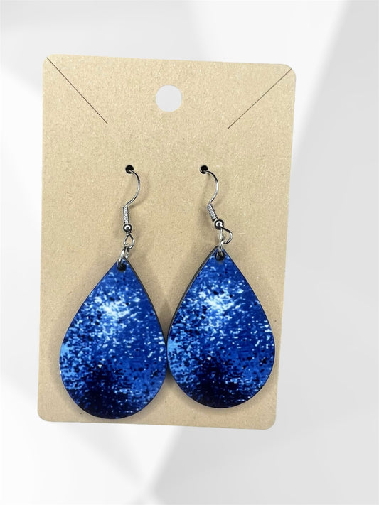 blue sparkly earrings