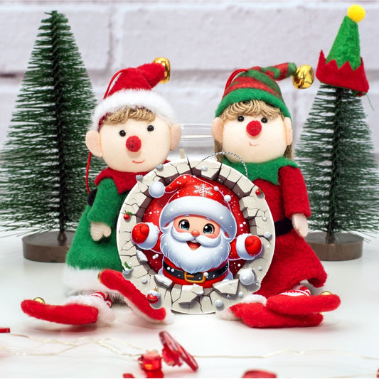 santa and elf christmas ornament