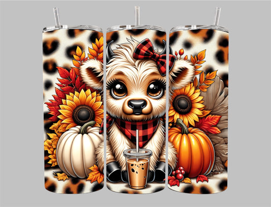 cow fall themed tumbler