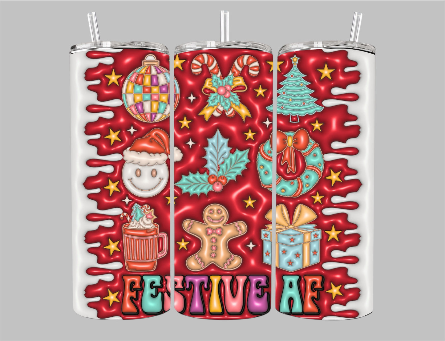 “Festive AF” holiday tumbler