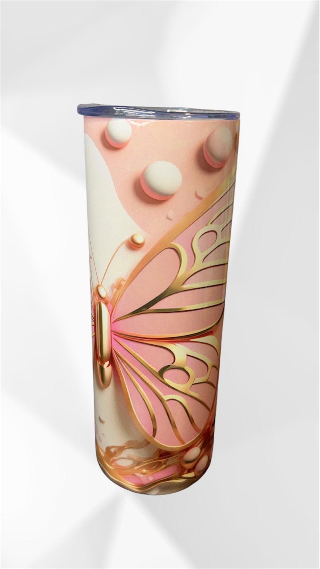 pink and gold butterfly tumbler