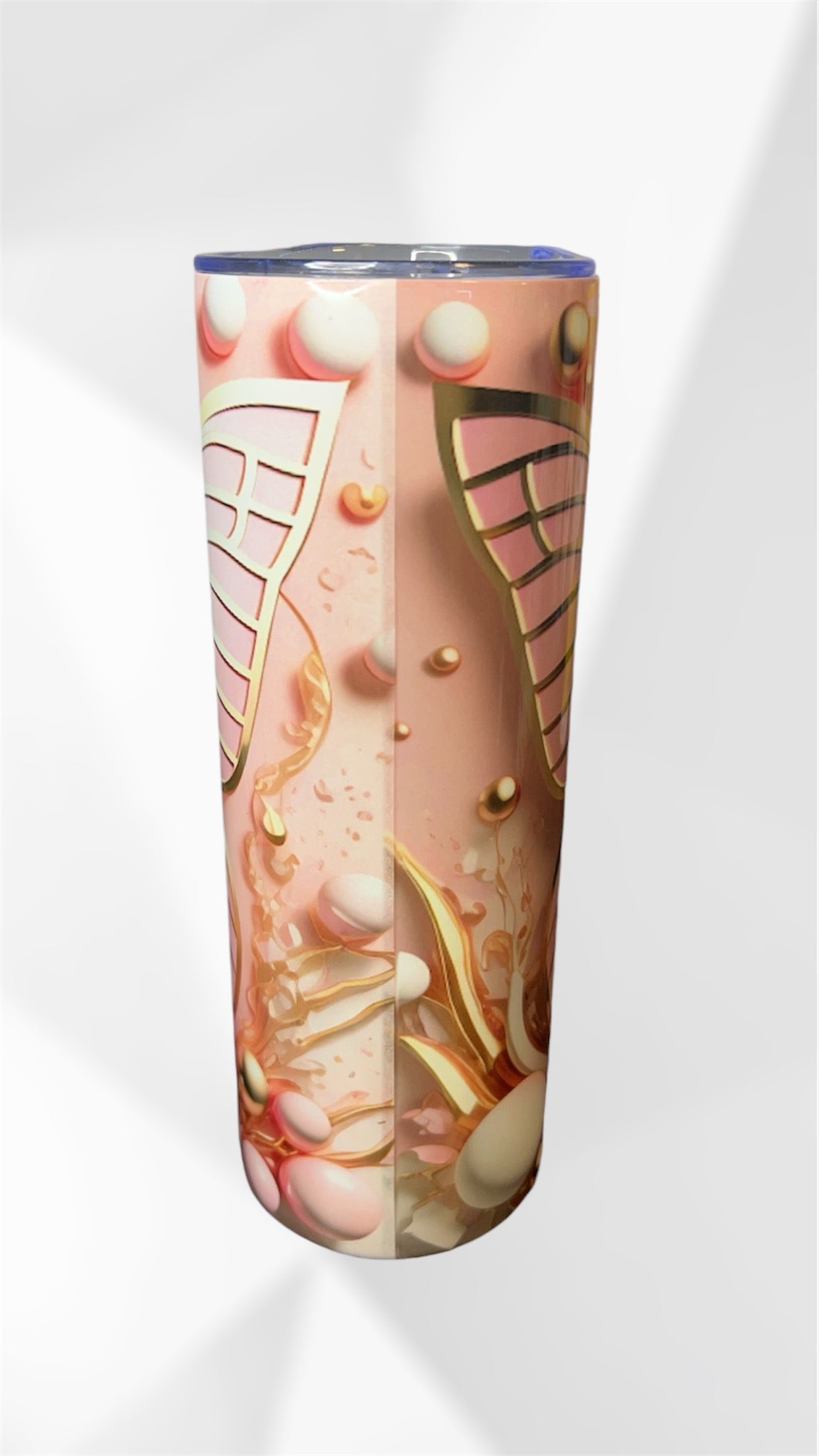 pink and gold butterfly tumbler